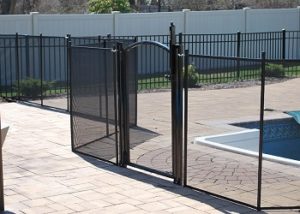 pool fence with self-closing, self-latching safety gate installations Vermont