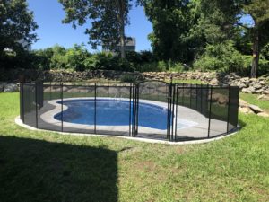 4’ tall all-black pool fence swansea installation